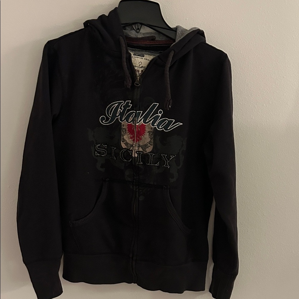 American Rag Black Hoodie with Italy Sicily Design